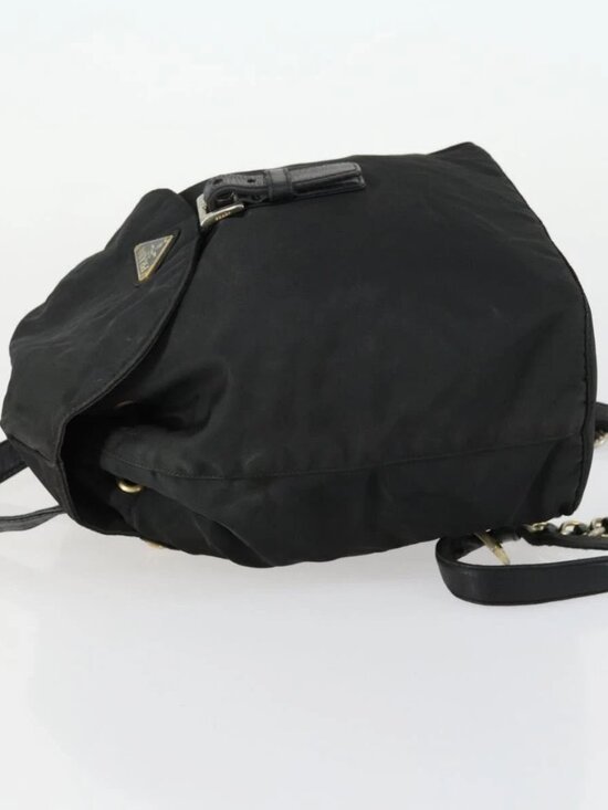 PRADA Backpack Nylon Black Gold Auth ka1273 main image 11